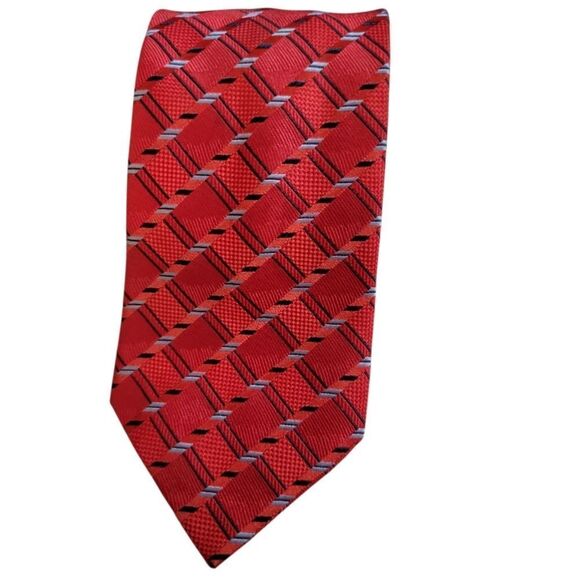 Jos. A. Bank Red and Black Geometric Tie - Picture 1 of 4